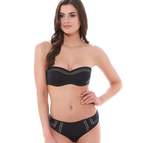 Huit8 2pc swimsuit underwire cup swimsuit black NWT - Picture 2 of 7